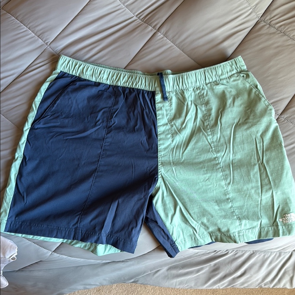 The North Face Dual-Tone Navy and Mint Swim Shorts